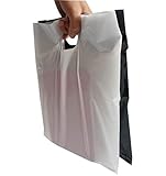 100Pack 16x18 Glossy Plastic Merchandise Bags,2Mil Extra Thickness,Retail Shopping Bags with Handle, Shopping Bags for Boutique，Gift Bags (White 50/Black 50)