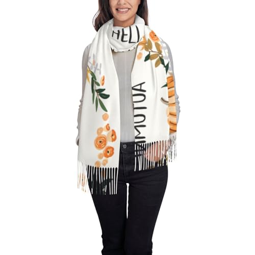 Regalo caldo: questa sciarpa con nappe stampate Hello Autumn è un essenziale invernale e un regalo commovente per le vacanze. Da indossare da soli o come regalo a familiari e amici, porta calore e gioia.
