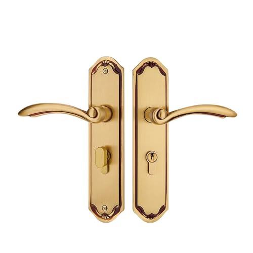 OYUXICWD HC5524 European Style Pure Copper Indoor Door Lock All Copper Home Silent Room European Style Home Door Handle(HC 5524 Rose Gold)