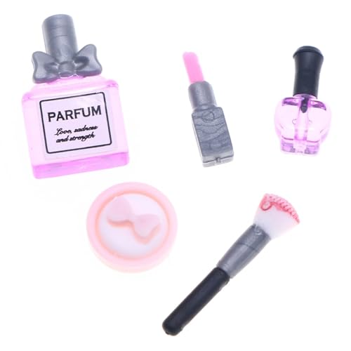 EUYKQNOI Kit d'Accessoires de Maquillage Miniature pour Maison de Poupée Bar bi, 5 Pièces de Salon de Beauté Rose, Jouets Créatifs pour Filles 3-8 Ans, Cadeau pour...