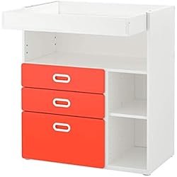 Cajones Stuva Ikea IKEA Stuva/Fritids 292.531.67 - Mesa cambiadora con cajones, color blanco y rojo, tamaño 35 3/8 x 31 1/8 x 40 1/8 pulgadas