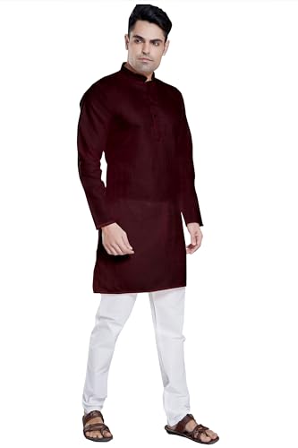 Image of DIVISIVE Men's Plain Cotton Blend Linen Slim Fit Kurta Pyjama Set