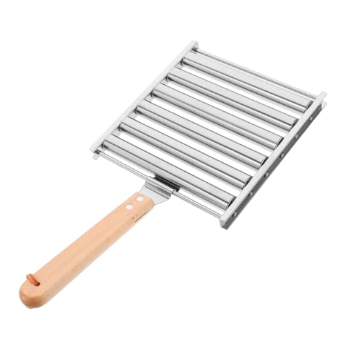 iplusmile Puesto de Perritos Calientes Rejilla para Asar con Asas Rodillo de Mantequilla para Plancha Parrilla para Estufa Rodillo de Salchicha a la Parrilla Acero Inoxidable Plata