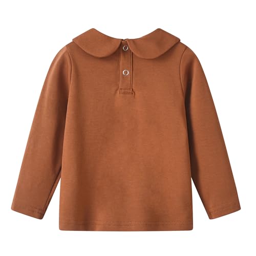 Image of Toddler Kids Girls Boys Basic Peter Pan Collar Tee Shirt T-Shirts Tops Bottom Long Sleeve Solid Blouse