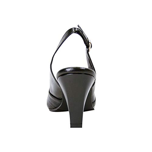 Peerage Daphne Women's Wide Width Peep Toe Pleated Upper Slingback Pumps4