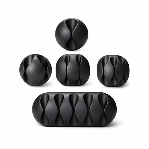 Boulton Cable Holder Clips – Pack of 5 | Cable Tidy Clips for Cables Management | Cord Organiser Clip Silicone Adhesive Wire Holder for Organizing Cables | Sticky Cord Organizer for Organising Wires