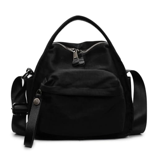 Bolso negro de nylon con correa ajustable y múltiples bolsillos miniatura 1