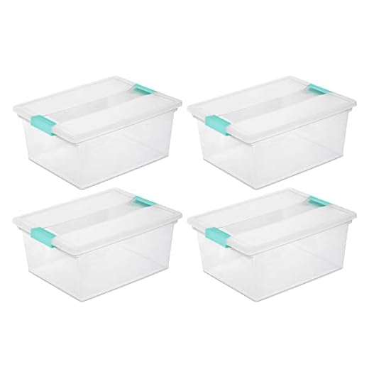Sterilite Deep Clear Plastic Stackable Storage Container Bin Box Tote with Clear Latching Lid Organizing Solution for Home & Classroom, 4 Pack