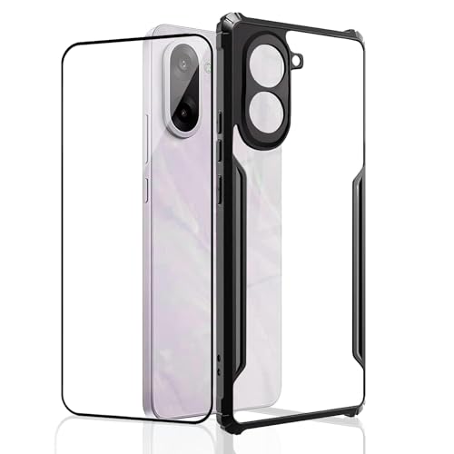 Image of Back Cover Case + Screen Protector for OnePlus Nord CE5 5G | Transparent & Black Mobile Phone Back Case Cover for 1 + OnePlus Nord CE 5 | One Plus Nord CE5 5G TPU & PC Black Case