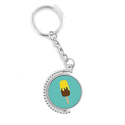Porte-clés rotatif crème glacée marron jaune chocolat sucré de 1,2x3,5 pouces