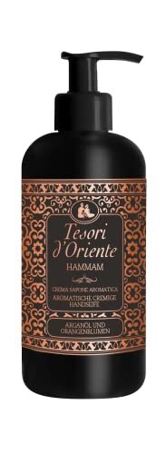 Tesori d'Oriente Flüssigseife 'Hammam', 300 ml, aromatische Handseife mit Argan-Öl und Orangenblüte, flüssige Seife im Pumpspender zur sanften Reinigung, Ritual für Körper & Sinne