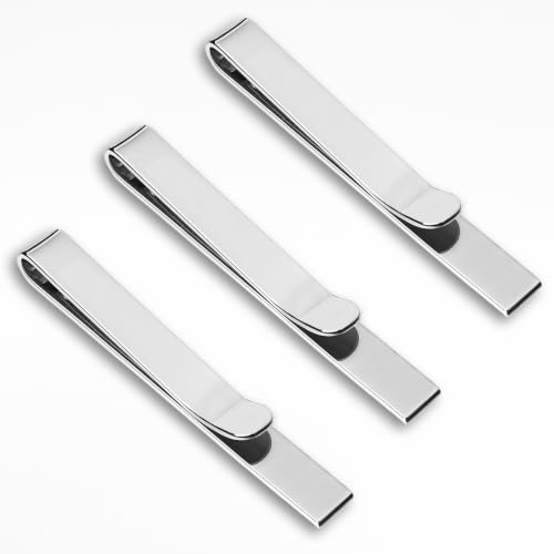 Image of Roctee Men's Tie Clip For Skinny Ties, 3 Pack Small Tie Clip For Men, Tie Clasp Pinch Necktie Clip On Shirt Tie, Suitable For Business Metting Wedding Birthday Gift Father Boyfriend Son