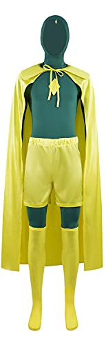 HongChang Vision Cosplay Costume Jumpsuit Cloak Wanda Maximoff Scarlet Witch Outfits Halloween Adult Men's Full Set (Vision Costume B, Medium)