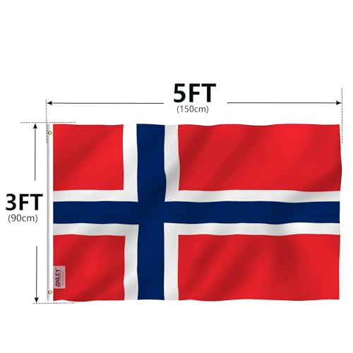 ANLEY Fly Breeze 3x5 Foot Norway Flag - Vivid Color and UV Fade Resistant - Canvas Header and Double Stitched - Norwegian Nordmann National Flags Polyester with Brass Grommets 3 X 5 Ft