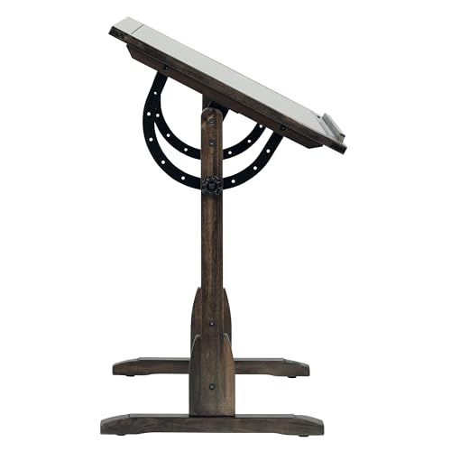 Studio Designs Vintage Drawing/Drafting Table with Pencil Ledge - 36" W x 24" D - Distressed Black - Adjustable Tilting Top
