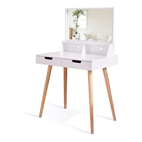 Organizedlife Vanity with Removable Mirror, Small Office Desk Writing Desk,Makeup Vanity Dressing Table Without Assemble Drawers and Table Body for Small Places Cover