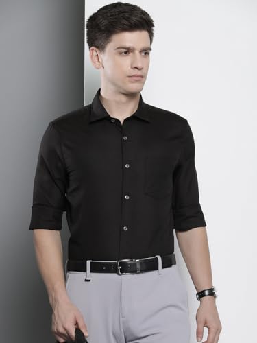 Image of The Indian Garage Co Men Slim Fit Solid Full Sleeves Cutaway Collar Formal Shirt
