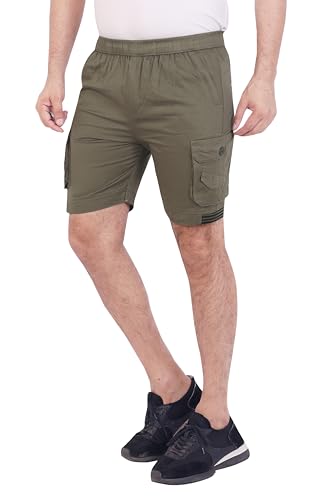 Image of Men Cotton Regular Fit Solid Short | 2 Zipper Pocket | 3 Button Pockets | Versatile Half Pants for Everyday -