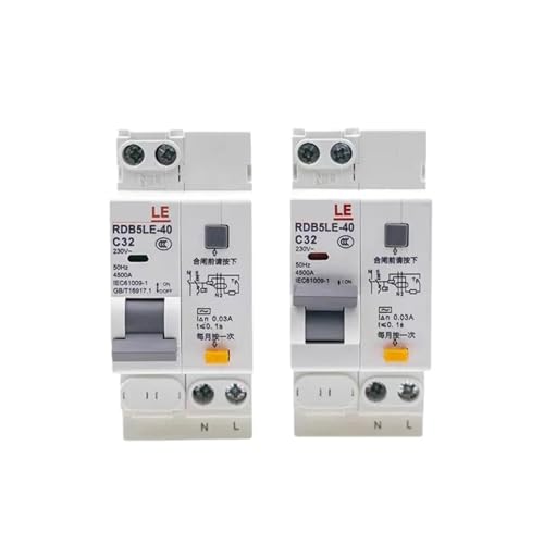 PABVRPYT Disjoncteur différentiel 1P+N 10A – 40A Protection Contre Les surcharges de Courant résiduel Installation sur Rail DIN(RDB5LE-40 16A 1P N)
