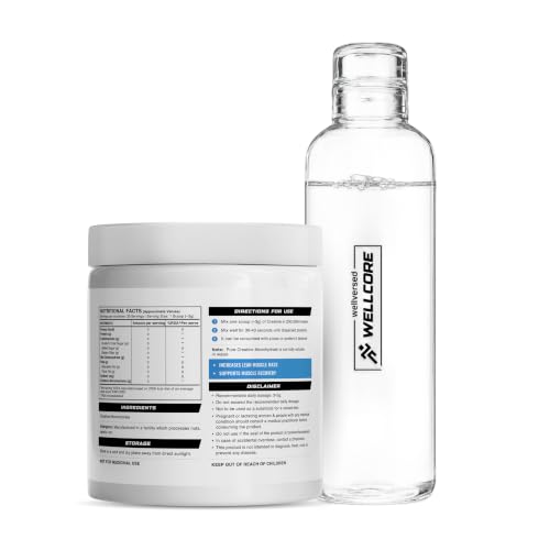 Image of Wellcore Micronised Creatine With Glass Bottle (83 Servings, Unflavoured)