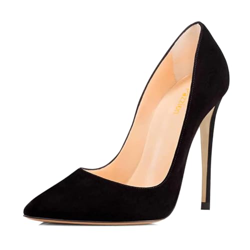 Pazzion Women Classic Closed Pointed Toe Super High Heel Pumps Fashion Slip On Stiletto Heeled Shoes for Casual Outdoor Outfit Size 4-16 US