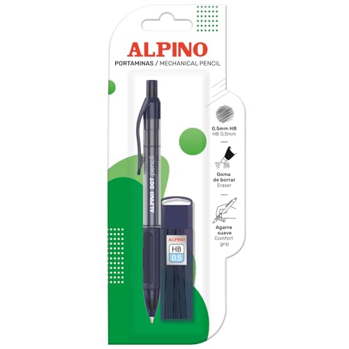 ALPINO   Portaminas Alpino Dot – Diseño Ergonómico | Blíster de 1 Unidad | Grip Antideslizante para un Agarre Seguro | Punta Resistente para Escritura Fluida