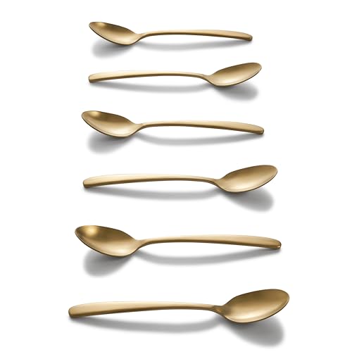 Image of GROX Curve Tea Spoon - Set of 6 | Champagne | 14 cm | 304 Stainless Steel 18 /8 | Contemporary Tea Spoon