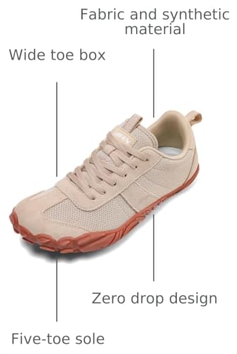 Image of UBFEN Womens Barefoot Shoes Mens Wide Toe Box Zero Drop Minimalist Sneakers | Laces Up, Lightweight, Breathable, Comfortable, Suitable for Walking, Travel, Light Hiking, Trail Running, Tennis, Daily Wear