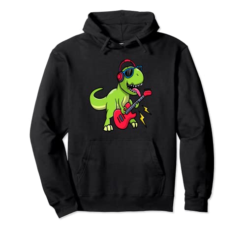 Guitar Dinosaur T-Rex Rock And Roll Boys Kids Teens Men Sweat à Capuche