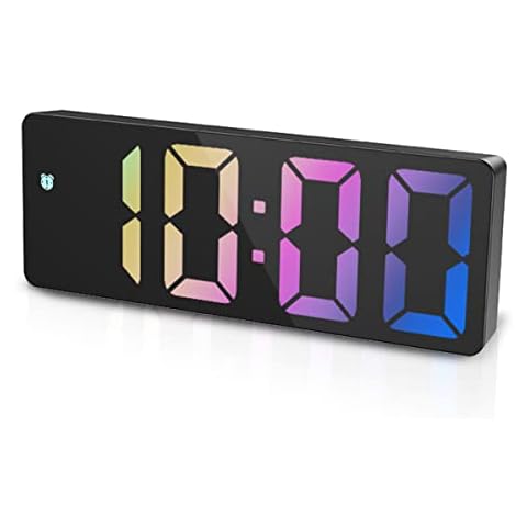 Upgraded Digital Alarm Clock, LED Clock for Bedroom, Electronic Desktop Clock with Temperature Display, Adjustable Brightness, Voice Control, 12/24H Display for Home, Office, Kids, Elder (Colorful ) Cover