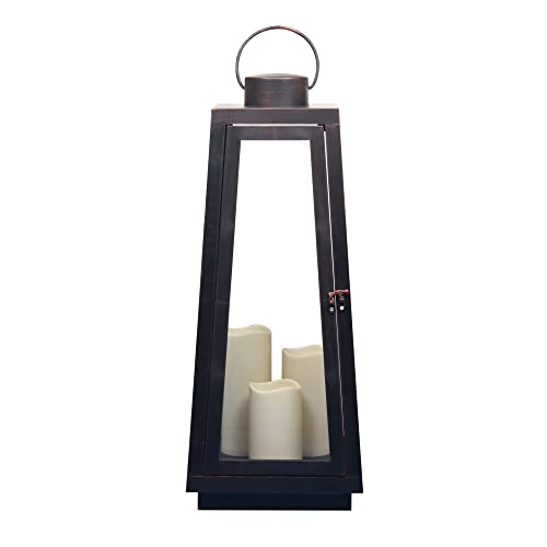 Image of 1Pack Decorative Big Lantern 25.2 inch H with Dancing Flame LED Timer Candle,ON /Off /Timer LED Candle with 6hours,Hanging Lantern for Outdoor Garden /Indoor Use.