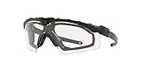 Oakley Men's OO9146 Ballistic M Frame 3.0 Rectangular Sunglasses, SI Matte Black w. Gasket/Clear, 32 mm
