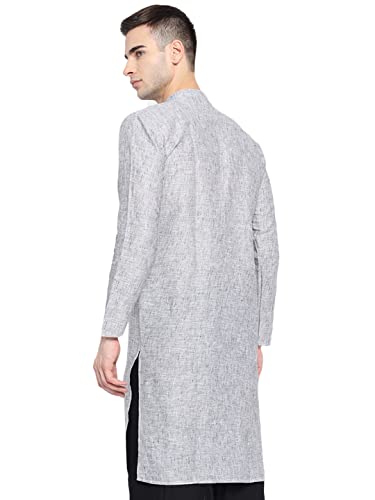 Image of Vastraa Fusion Men's Printed Kurta Pure Cotton Long Kurta, Round Collar, Full Sleeves, Button Kurta, Ethnic Wear