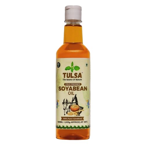 TULSA The Source Of Nature Cold Pressed Soyabean Oil,Cold Pressed Virgin Soyabean Oil,Naturally Flavour of Real Soyabean, Used in Daily Cooking,Multipurpose Usage (500 ML)
