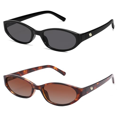 Image of Retro Oval Sunglasses Womens Mens Y2k Trendy Cateye Shades AR82299 | Narrow Round Cute Sunnies,90s 2000s Cool Skinny Frame