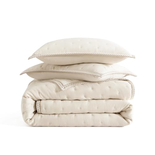 UGG Devon Braid King Quilt Set – Soft Lightweight 3-Piece Bedding with Quilt and Shams, Hypoallergenic & Breathable, King, Birch