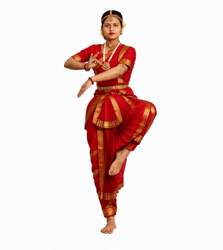 Image of Culture Creation Girls Bharat Natyam Dance Dress | Bharat Natyam Classical Dance Costume for Girls Fancy Outfit Competitions /Annual Functions /School Events