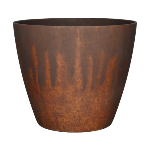 GROWSCAPE Vogue Planter Pots w/Pottery Quality Finish - Modern Indoor & Outdoor Flower Pots - UV-Resistant Porch Planters - Decorative Pot for Flowers & Herbs (8 Burnished Rust)