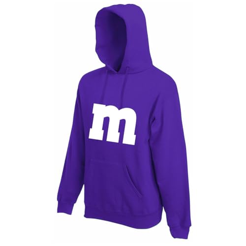 M&M Hoodie Pullover Kapuzen-Pulli M und M Buchstaben Gruppenkostüm für Fasching & Karneval Partner- & JGA Kostüm Unisex Hoodie (DE/NL/SE/PL Alphanumerisch S Regular Regular lila)