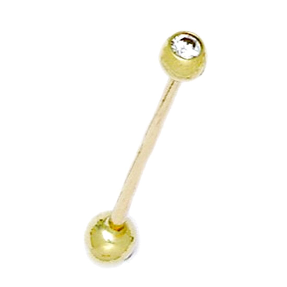 Piercing, Zungenpiercing, 14 Karat Gelbgold, Zirkonia, künstlicher Diamant, 14 Gauge, Barbell, Körperpiercing, Schmuck, Geschenke für Frauen, one-size, Zirkonia Edelstein Zirkonia Edelstein