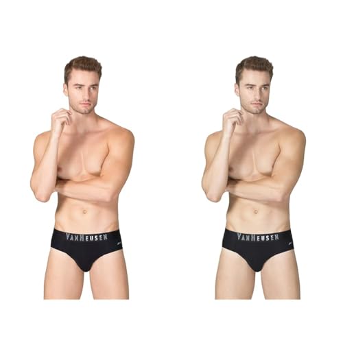 Image of Van Heusen Men Breathable AIR Series Active Briefs - Polyamide Elastane - Swift Dry, High Stretch Mesh 40007 Pure Black01 L (Pack of 2)