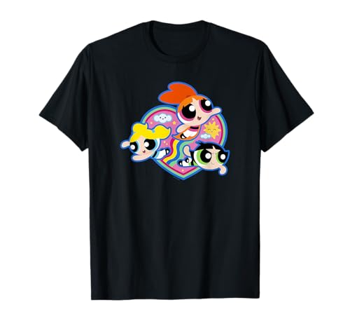 The Powerpuff Girls Group Rainbow Heart Flight T-Shirt