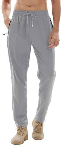 Keloifut Men'S Athletic Hiking Pants Lightweight Quick Dry Travel Fishing Joggers Running Workout Active Track Pants Light Grey L thumb #1