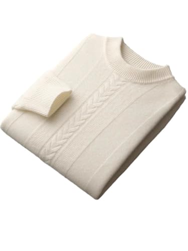 Men O-Neck Cashmere Sweater Cable Knitting Business Casual Pullover Top