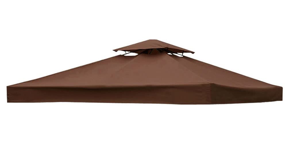 Double Tier Replacement Gazebo Canopy Top, Brown, UV-Protected, Waterproof, 3x3m, Polyester