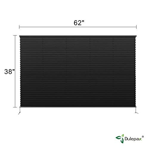 Image of Dulepax RV Blinds - Pleated Shades, 62 inch W x 38 inch L Black RV Window Shades for Camper, Travel Trailers, Motorhome's Window