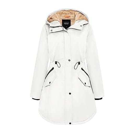 Orolay Women's Thicken Fleece Lined Parka Winter Coat Hooded Jacket with Pockets Beige L