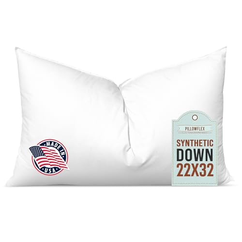 Image of Pillowflex Synthetic Down Pillow Insert 22x32 in - Karate Chop Pillow | Oversized Queen Sham Form, Plush Polyester Cotton Blend, Cloud-Like Comfort, Clump-Resistant Fill, Smooth Elegant Finish