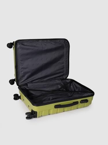 Image of Teakwood Medium Cabin Size 8 Wheels Trolley Bag, Hard Cabin with Zipper Closure, Adjustable Push Button & Cross Side Strap, TSA Lock System 360 Degree (Medium, Lime Green)