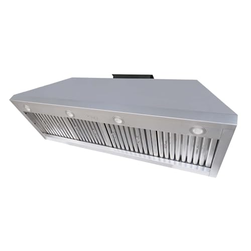 42 Inch Built-In Range Hood, 4-Speed 1150 CFM Super Quiet Stainless Steel Range Hood, Internal Motor, Adjustable Lights, Baffle Filters, 8" Duct